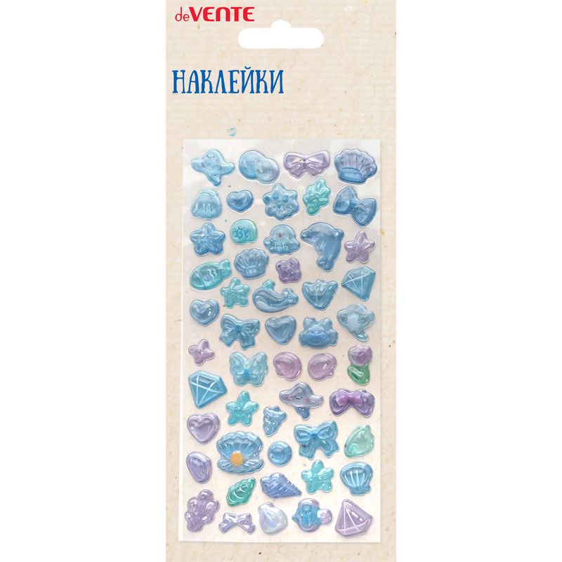 Наклейки эпоксидные объемные  9*17,4см  "Морские сокровища" 3D, в том числе д/телефона