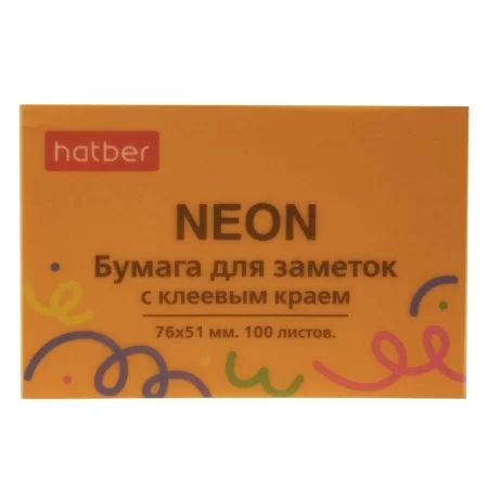 Бумага с липким краем (76*51мм) 100л "Neon. Оранжевый"