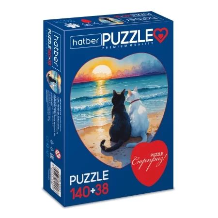 Пазлы    2в1 "Два сердца. Коты и море" 240*270мм, 100*110мм, 140+38 элементов