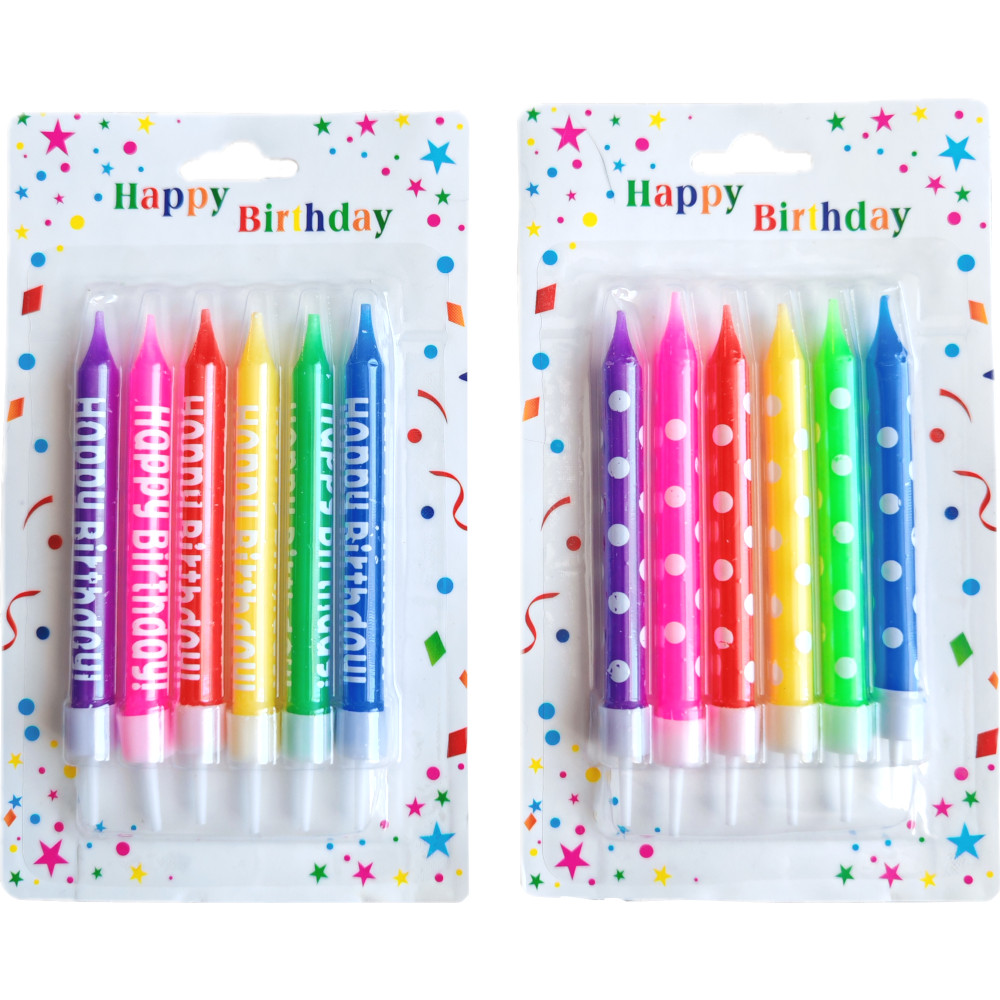 Свечи для торта "Ассорти" 8см, 6 шт.