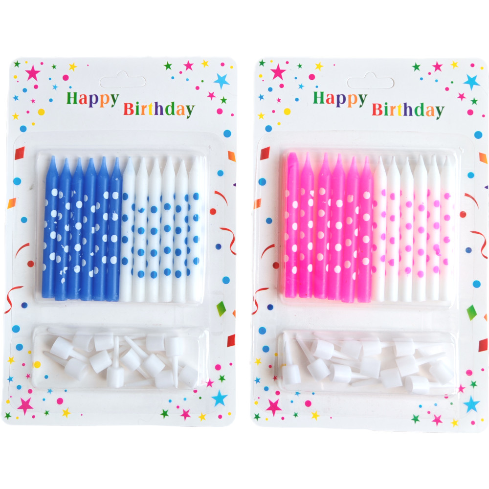 Свечи для торта с держателями "Ассорти" 6см, 12 шт.