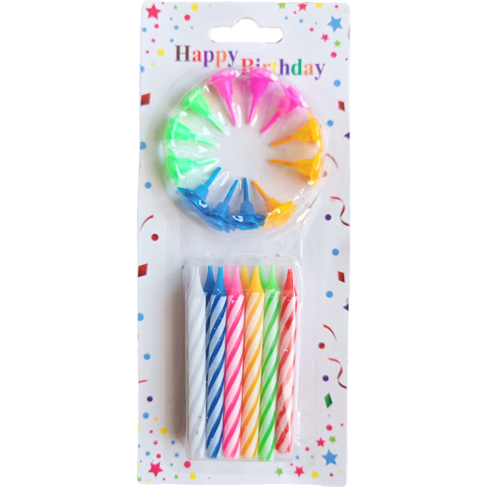 Свечи для торта с держателями "Ромашка" 7см, 12 шт.