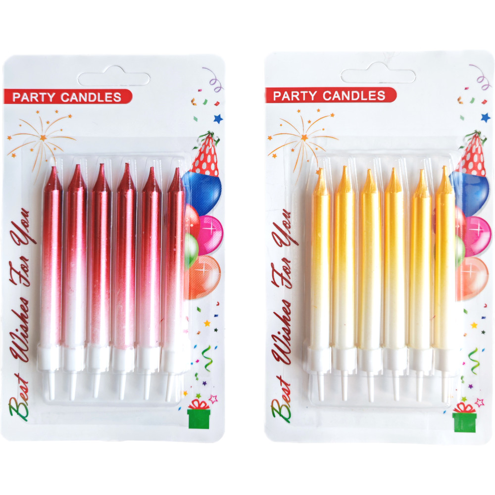 Свечи для торта "Омбре" 8см, 6 шт., ассорти