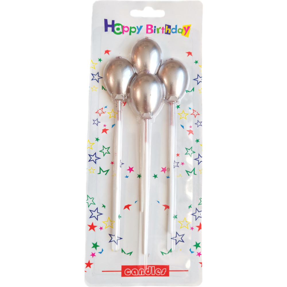 Свечи для торта "Шарик" металлик, 3,5см, 4 шт., ассорти