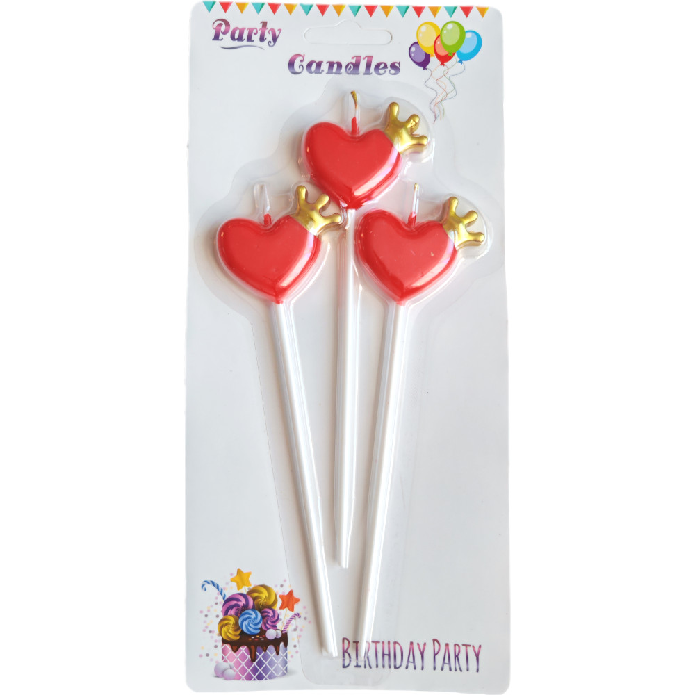 Свечи для торта "Сердечки" 4см,3 шт.