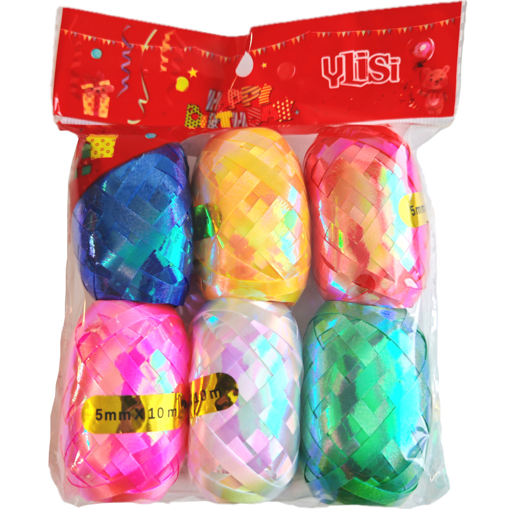 Набор лент упаковочных 6шт "Перламутр"  5мм*10м, ассорти цветов