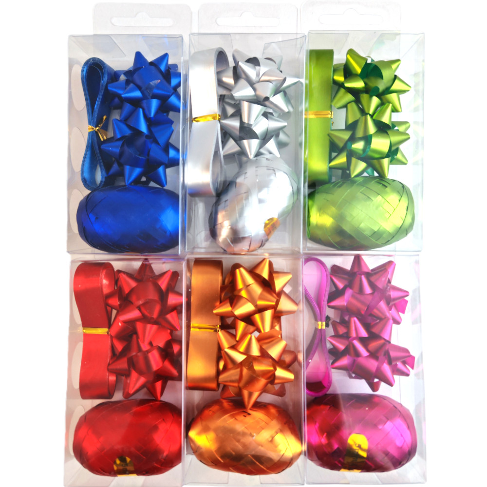 Набор лент и бантов 4 шт "Металлик" 5 см, 5мм*10м, 15 мм*2м, ассорти