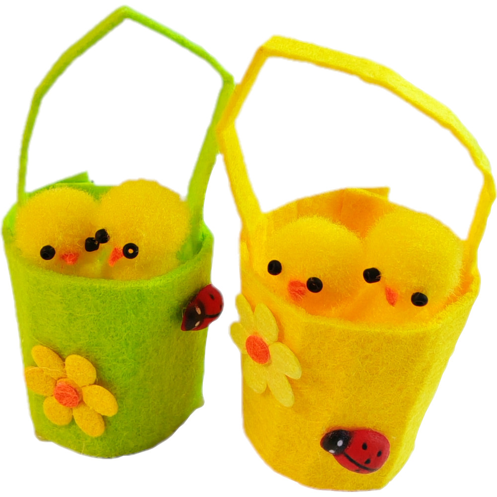 Декор пасхальный "Цыплята в корзине" 2 шт. 7,5*4,3см