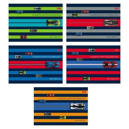 Альбом А4 24л скоба "Автоспорт" пл. 100 гр/м, 5диз.в блоке