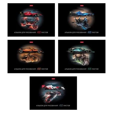 Альбом А4 48л скоба "Сила зверя" пл. 100 гр/м, 5диз.в блоке,выб.лак.