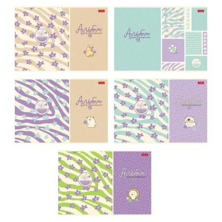 Альбом А4 48л скоба "Floral Vibe" пл. 100 гр/м, 5диз.в блоке, софт-тач