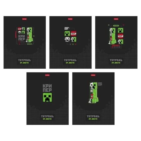 Тетрадь А5 24л кл. Hatber "Pixel Boom" 5 диз.в блоке, выб.лак.