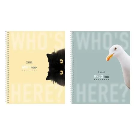 Тетрадь А5  96л кл. гребень Hatber "Кто здесь?" 2диз.в блоке, мат.лам.