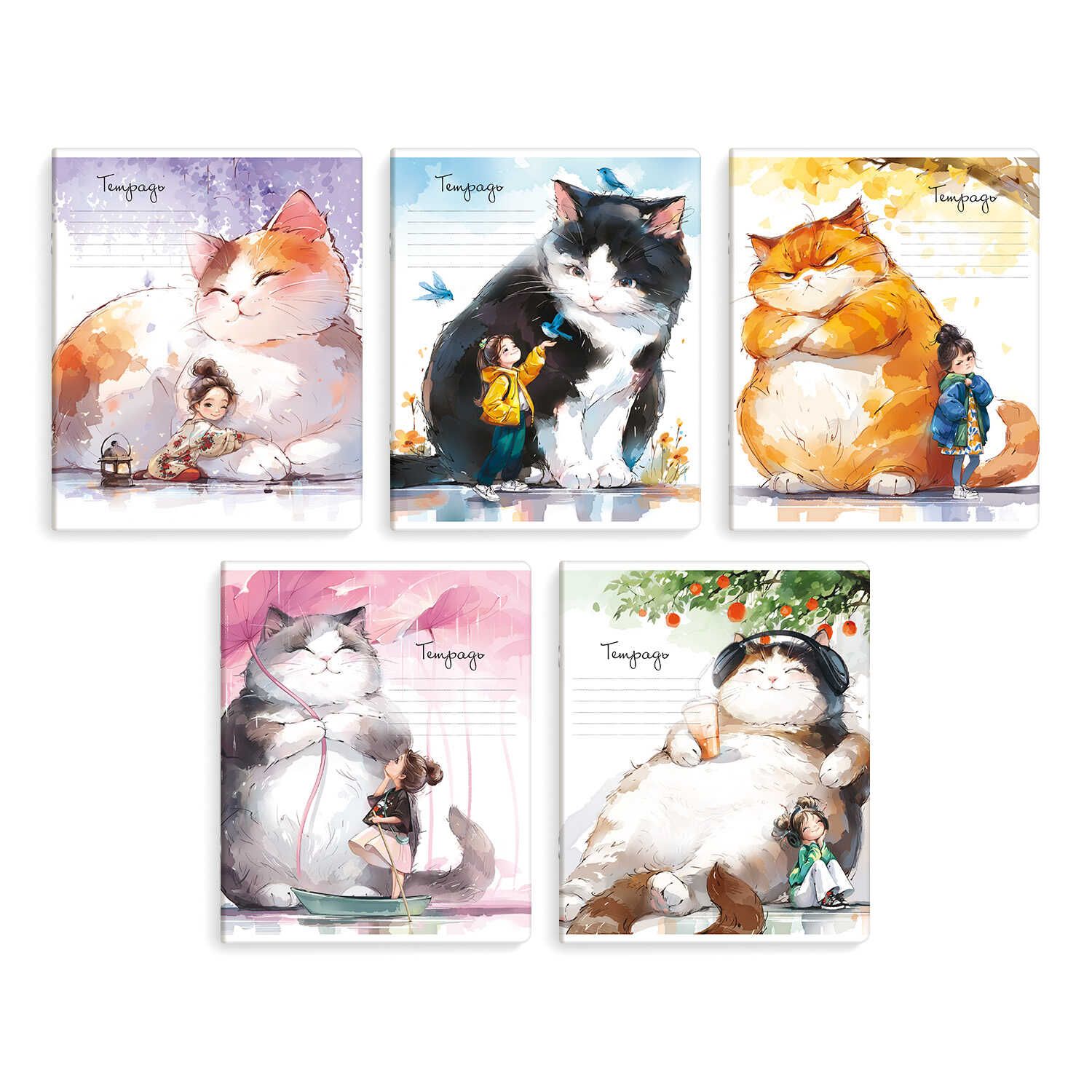 Тетрадь А5 18л кл. Феникс+ "Большие коты" выб.УФ-лак