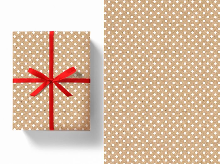 Бумага упаковочная крафт 70*100см  "Горох белый"