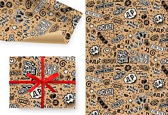 Бумага упаковочная крафт 70*100см  "#С днем рождения"