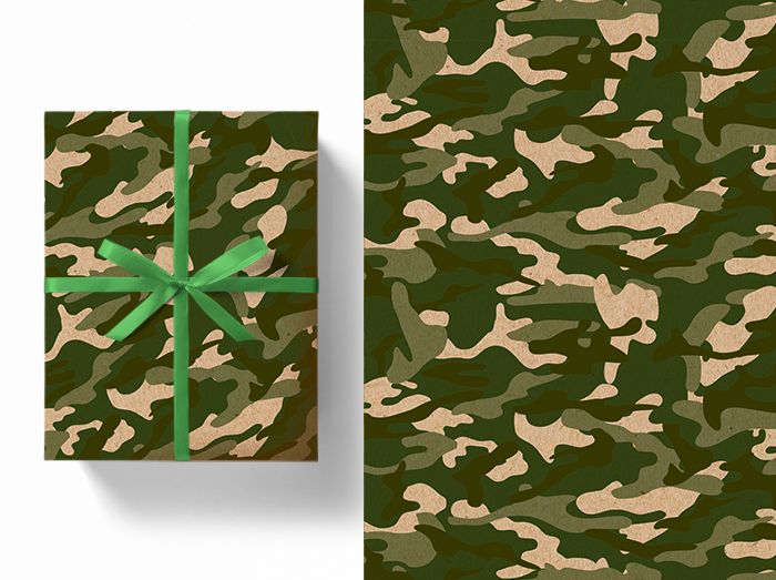 Бумага упаковочная крафт 70*100см  "Милитари"