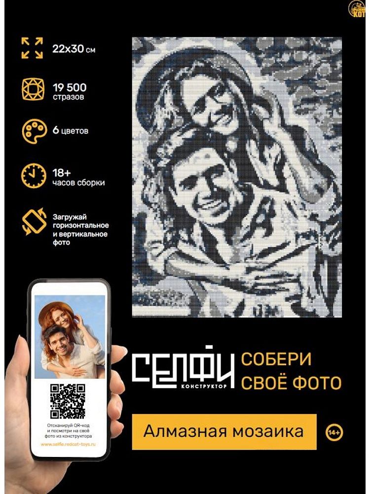 Мозаика алмазная по номерам на холсте 22*30см "СЕЛФИКОНСТРУКТОР" 6 цв, Класска