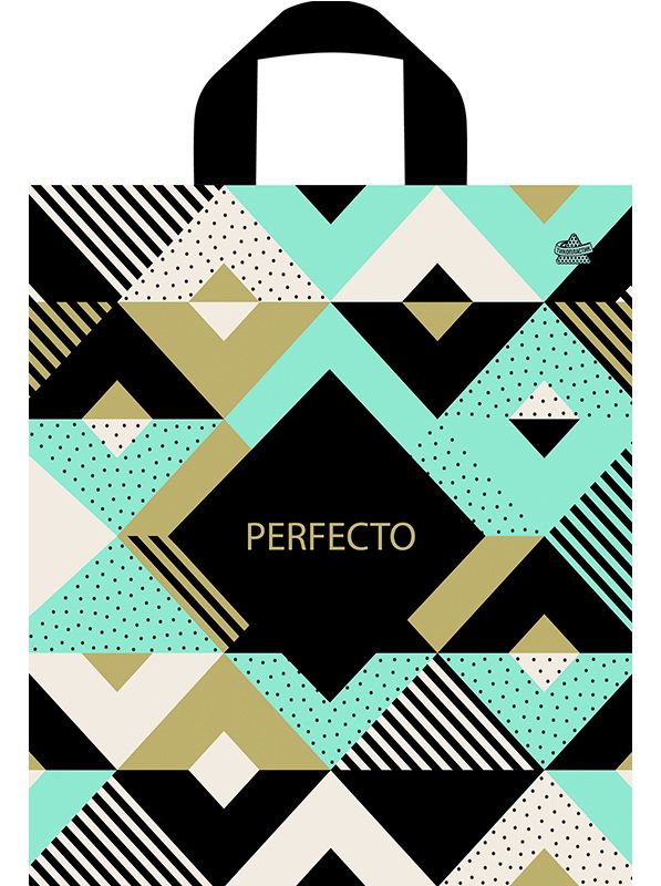 Пакет 35*31см (95мк) с петлевой ручкой "Перфекто Ромбэ ментоловый" ПВД