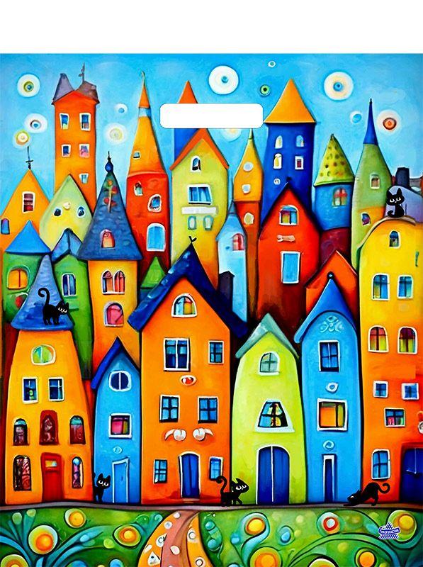 Пакет 45*38см (60мк) с вырубной ручкой "Сочные краски в глянце" Глянец ПВД