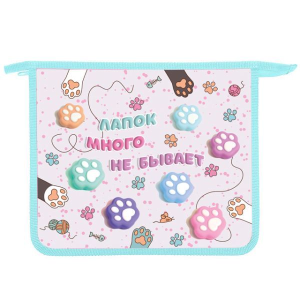 Папка д/тетрад. А5 (240*205*45) 1отд. молния сверху, пластик "Таба лапки" диз.с двух сторон