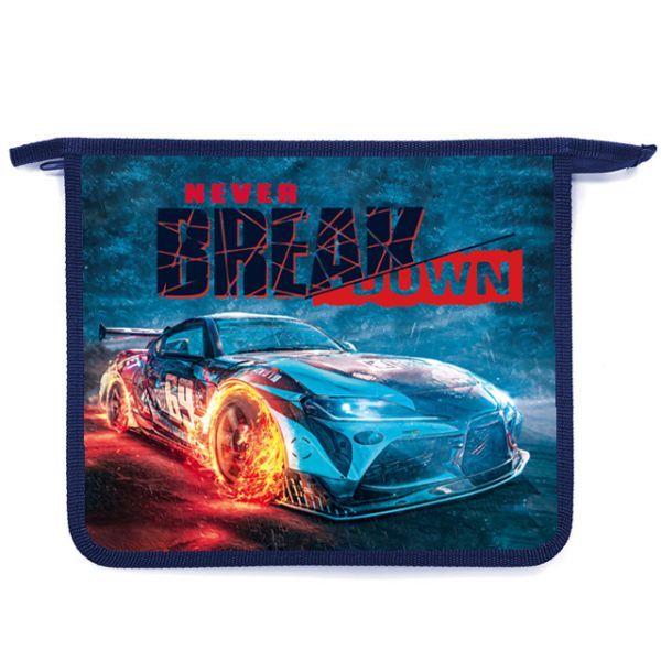 Папка д/тетрад. А5 (240*205*45) 1отд. молния сверху, пластик "Fire car" диз. с двух сторон