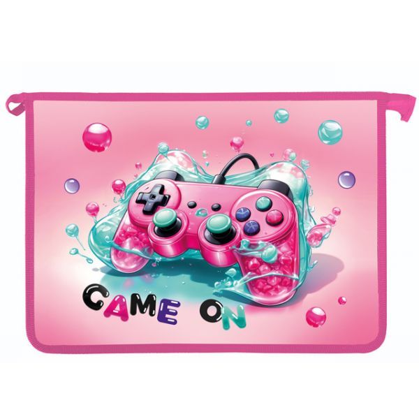 Папка д/тетрад. А4 (340*240*45) молния сверху, пластик "Джойстик аква" диз. с двух сторон