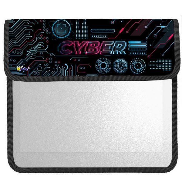 Папка д/тетрад. А5 (240*205*75) 2отд. на липучке, ламинат "Кибер неон"