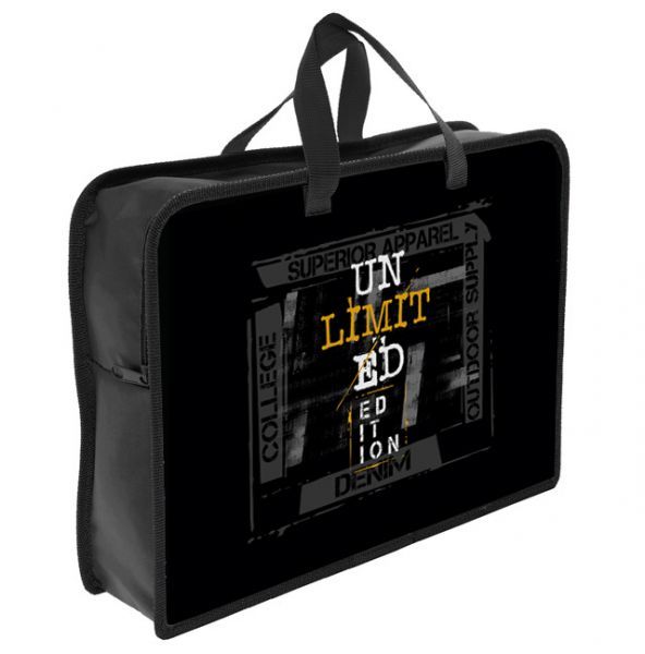 Папка А4 (340*245*75) с ручками, молния, пластик "Un limited"