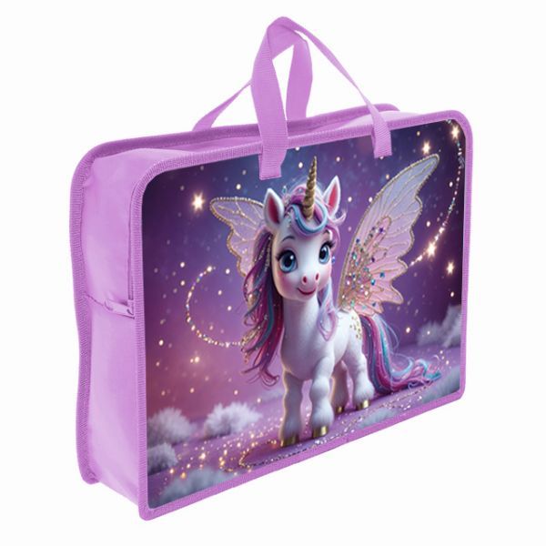 Папка А4 (340*245*75) с ручками, молния, пластик "Волшебное очарование"