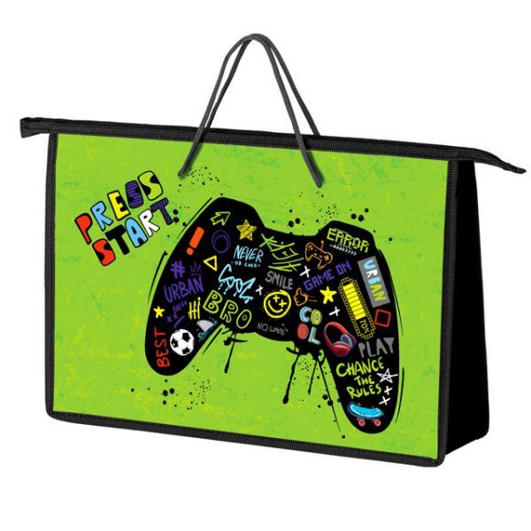 Папка А4 (340*245*75) с ручками, молния, пластик "Джойстик арт"