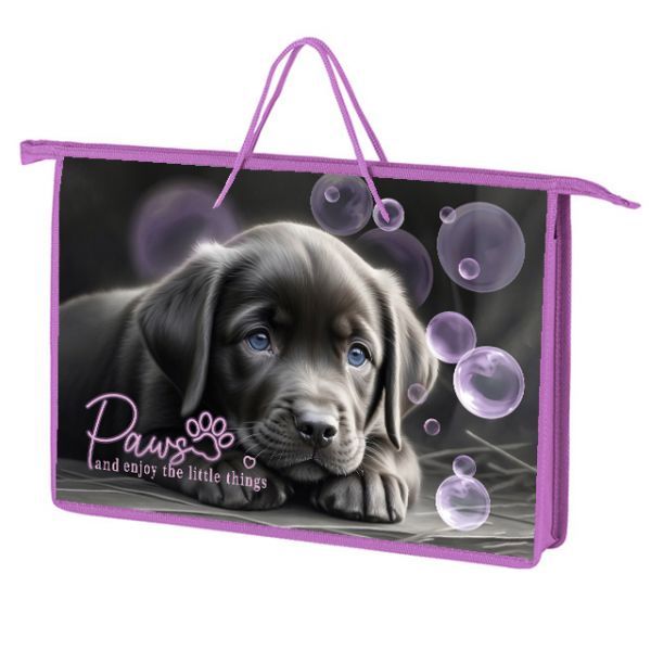 Папка А4 (340*245*75) с ручками, молния, пластик "Дай лапу"