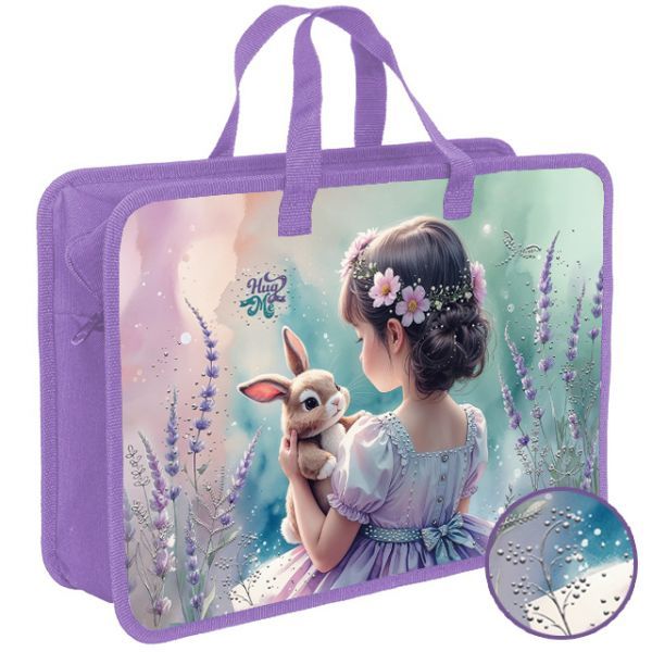 Папка А4 (335*300*130) с ручками молния, пластик "Мой зайчонок"