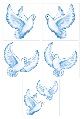 Набор наклеек интерьерных 95*95мм "Голуби"
