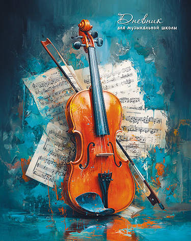 Дневник для музыкальной школы 7БЦ "Акварель. Музыкальный инструмент" УФ-лак, 48л.