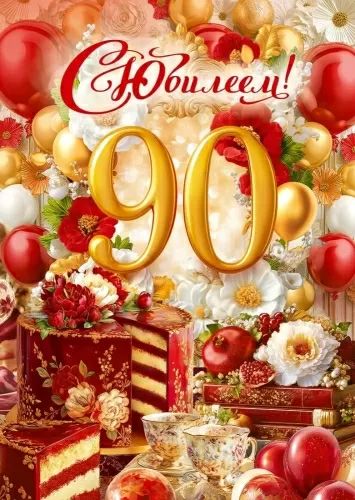 Открытка А4 "С Юбилеем! 90 лет"