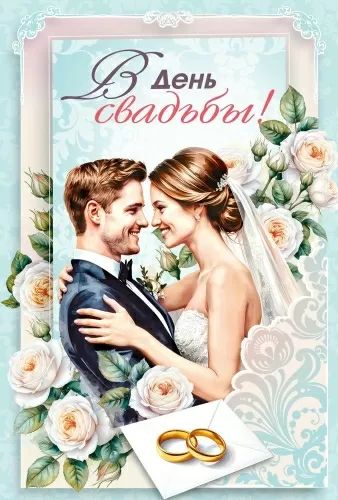 Открытка А5 "В день свадьбы"