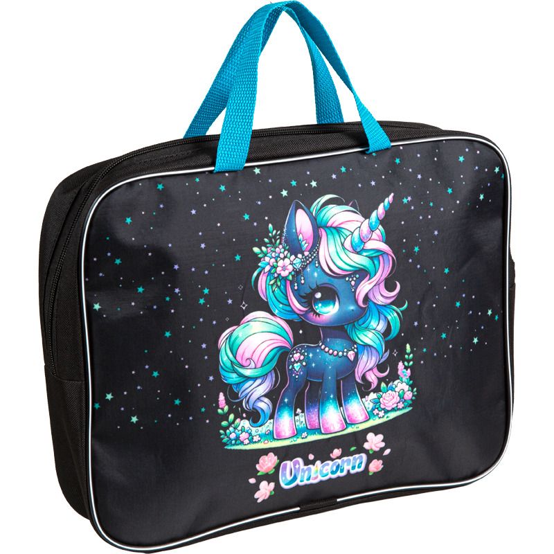 Папка А4 (350*270*70) с ручками, молния, ткань " Unicorn"