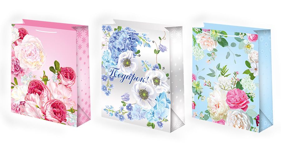 Пакет подар. бумажн. 18*23*10 см, 210гр/м2  Микс женский