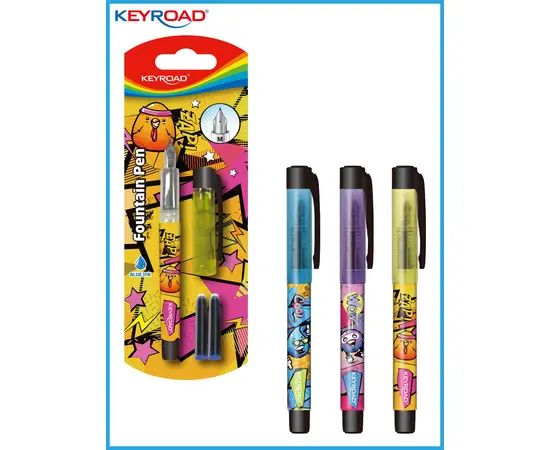 Ручка перьевая KEYROAD, 2 сменных картриджа, синие