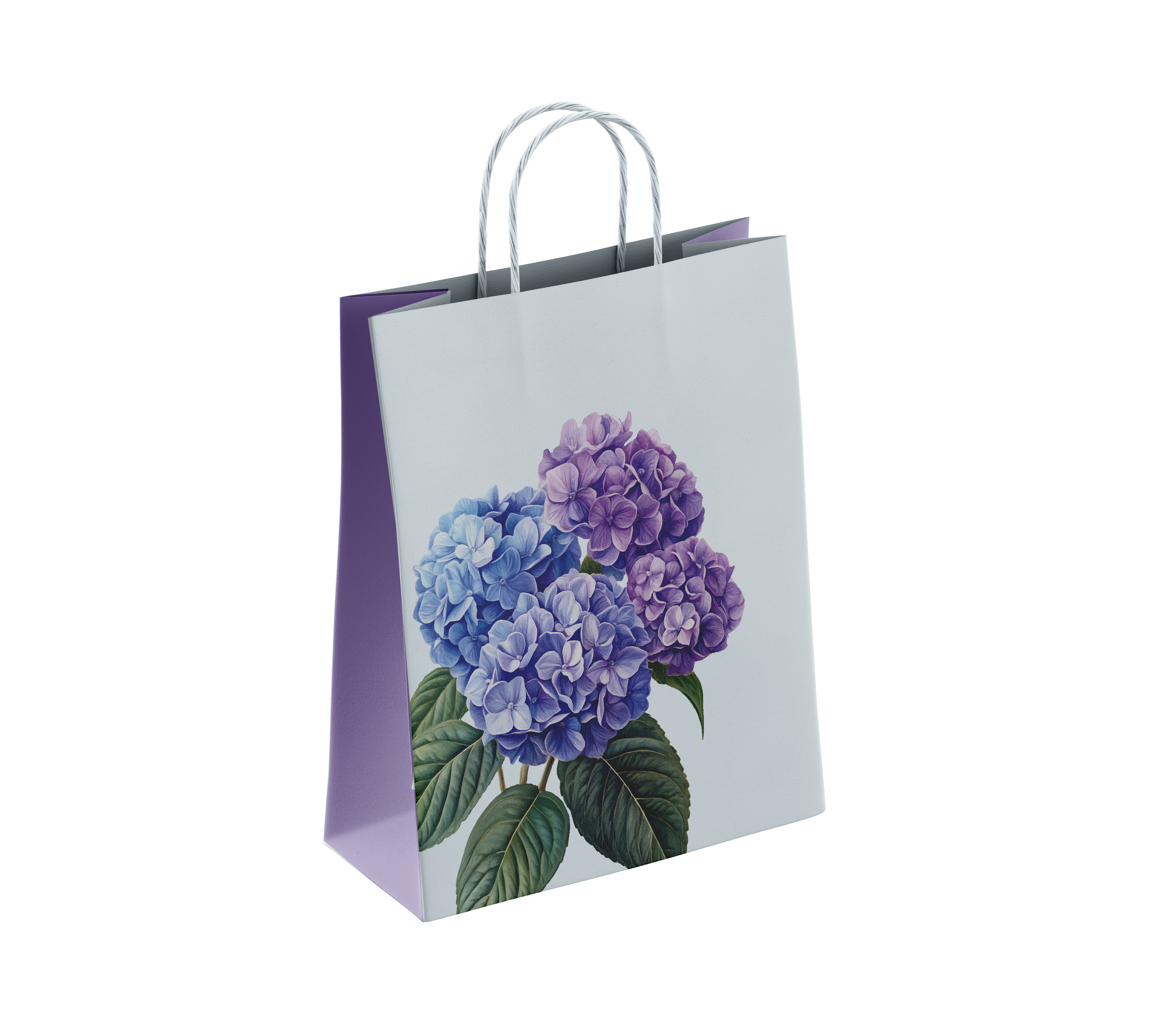 Пакет подар. бумажн. 25*22*12 см, 80 гр/м2  Флокс голубой, крученые ручки