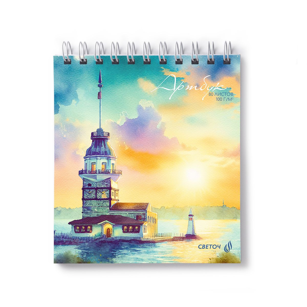 Скетчбук 166*175мм  80л., гребень, 100гр/м2 "Порт надежды" жестк.подл.