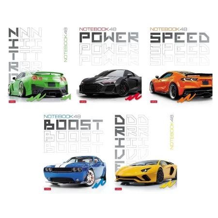 Тетрадь А5 48л кл. Hatber "Street Car" глянц.лам., 5диз.в блоке