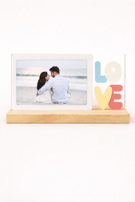 Фоторамка-ночник 24*13см "Love" светлое дерево