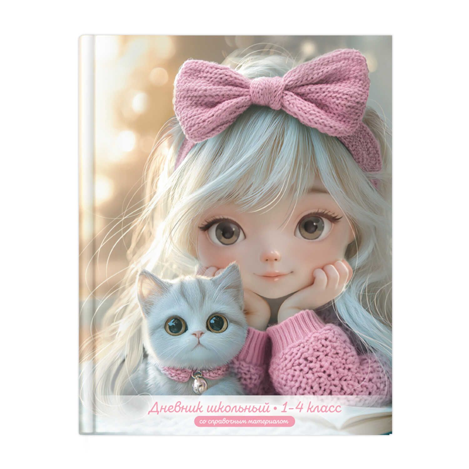 Дневник нач. шк. обл. 7БЦ "Девочка в розовом с котенком" глянц.лам., 48л.