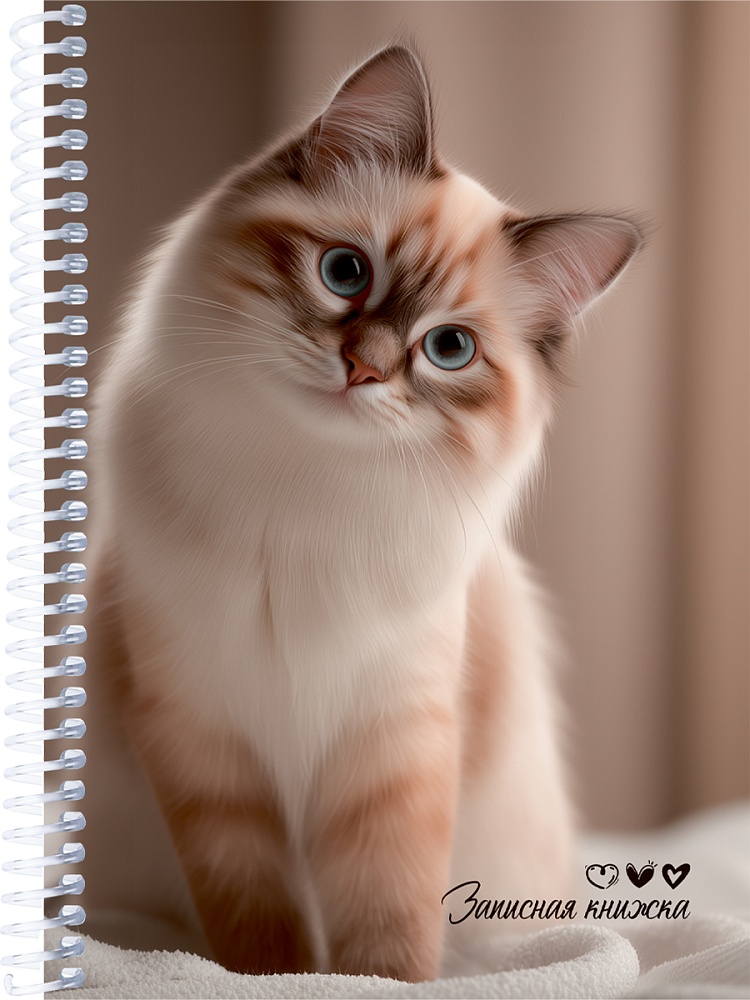 Блокнот А5  80л гребень слева "Милые коты - 7" клетка