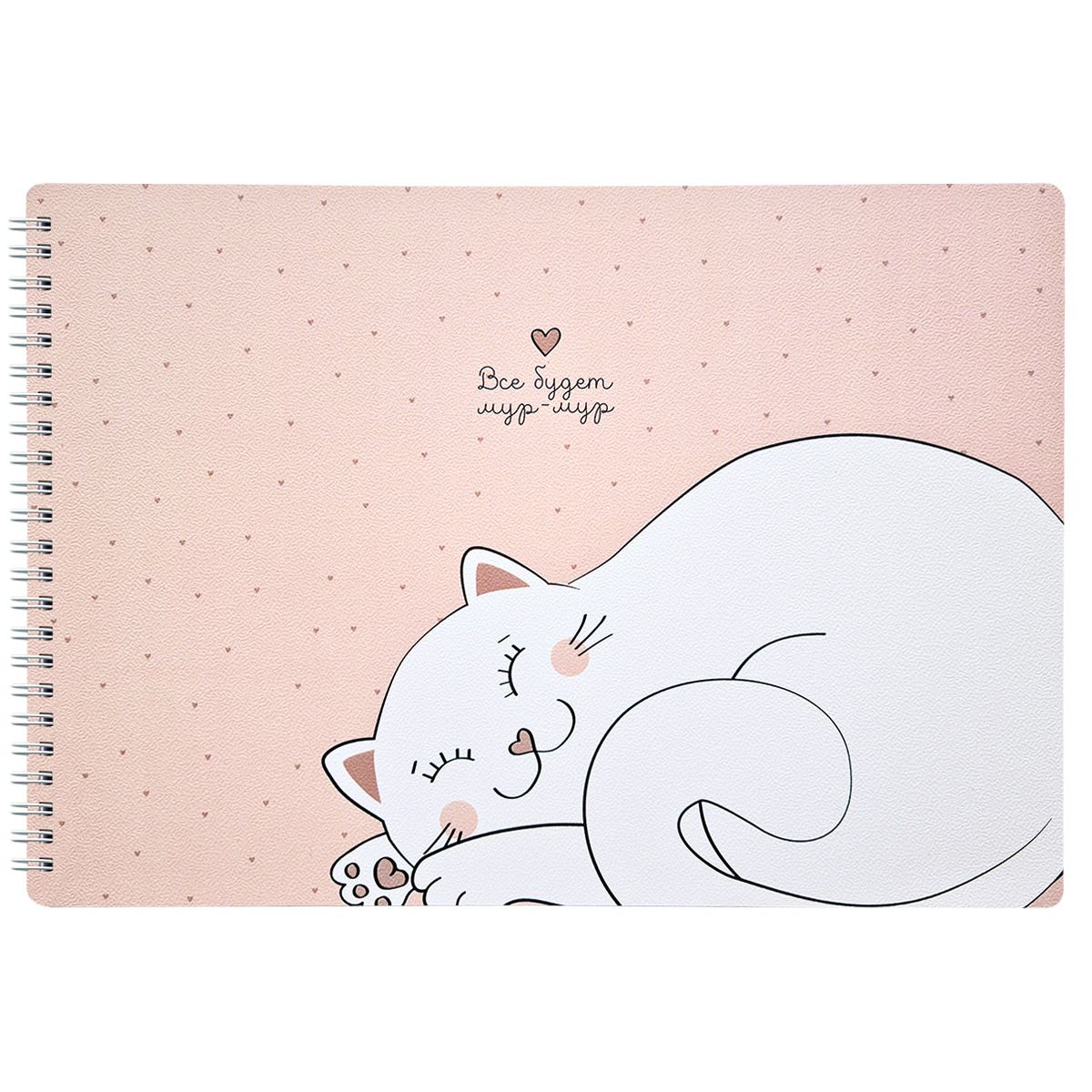 Скетчбук А4  40л., гребень, 120гр/м2 "Be Smart. Mur-mur. Кот"