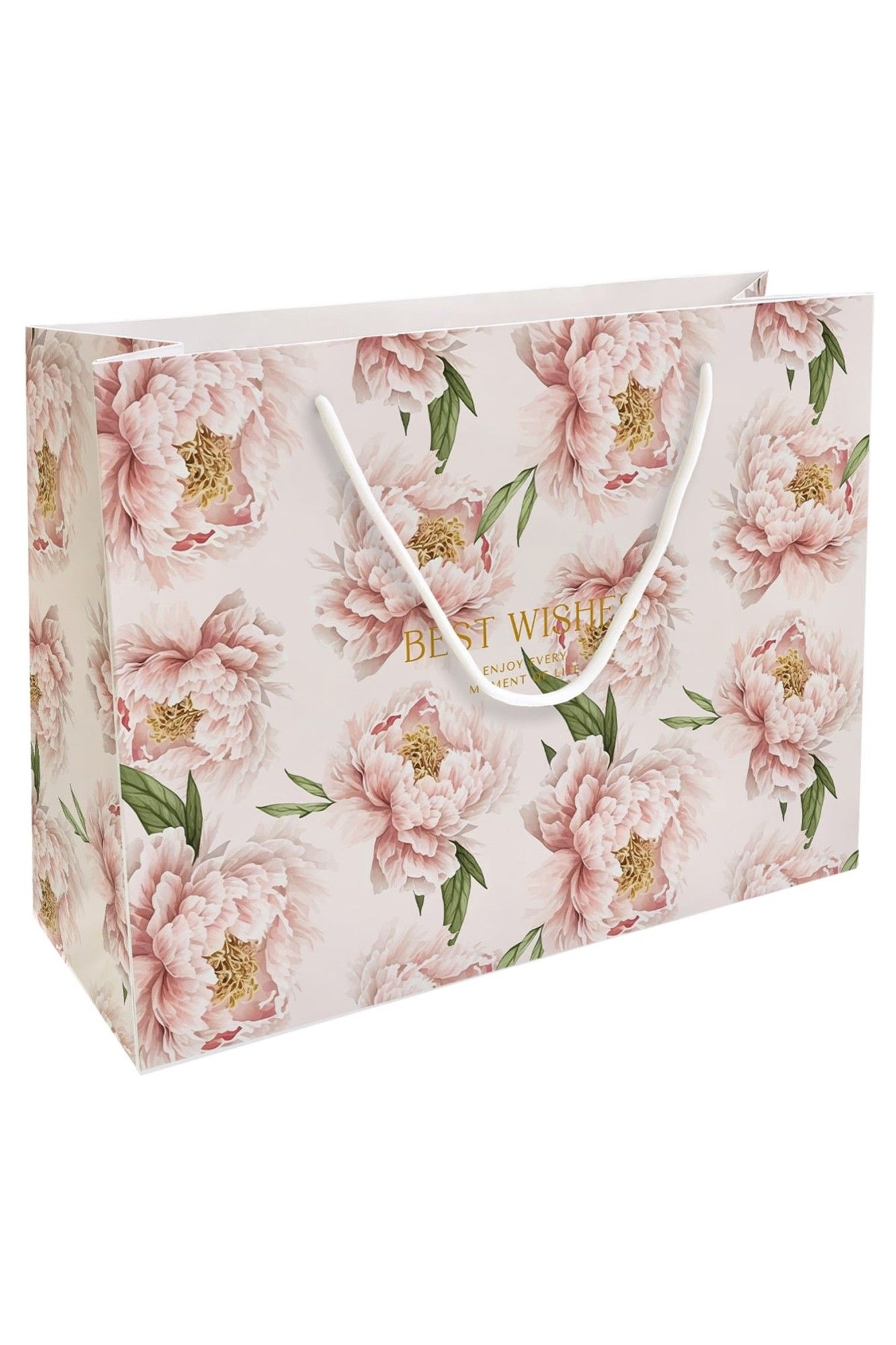 Пакет подар. бумажн. 36*26*12 см, 200гр/м2  Peony. Персиковый