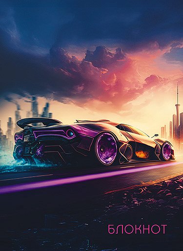 Блокнот А6  80л гребень "Спортивное авто"