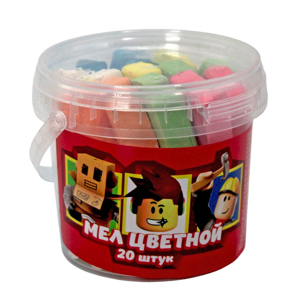 Мел цветной асфальт. 20шт. "Blocks", в ведерке